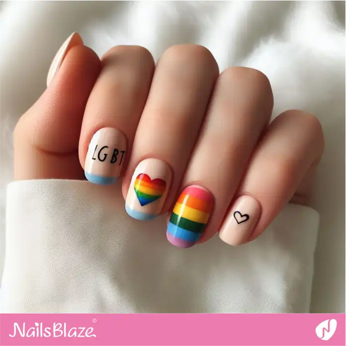 LGBT Heart Design Nails | Pride | LGBTQIA2S+ Nails - NB2038